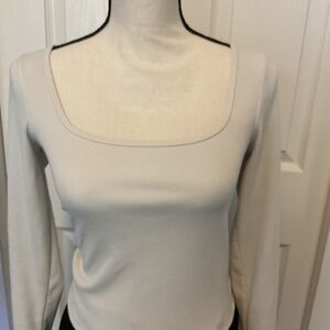 Hollister Cream Square Neck Ribbed Top